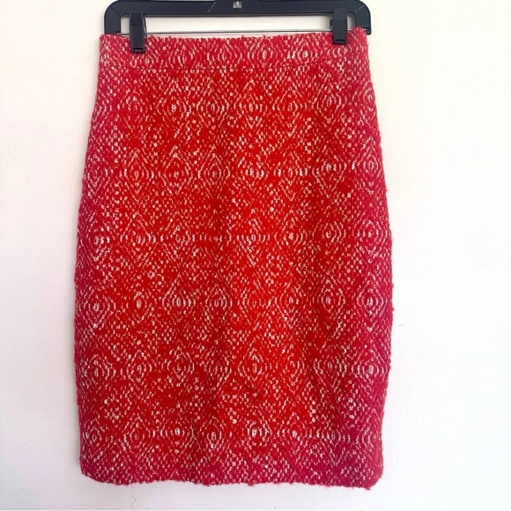 J. Crew Vibrant Orange and White Textured Pencil Skirt Size 4